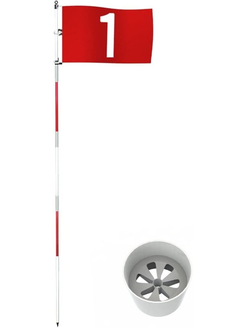 6ft Golf Flagstick & Cup Set - Detachable, Anti-Rust, 5-Section Design for